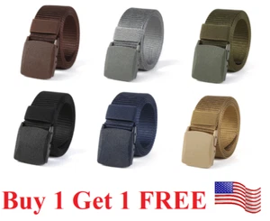 Men's Plastic Cam Buckle Nylon Canvas Tactical Waistband Webbing Military Belt - Picture 1 of 17