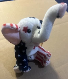 VINTAGE Ty Beanie Babies Collection 2000 Righty USA Elephant Plush Patriotic - Picture 1 of 6