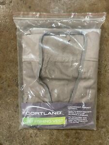 Cortland Fly Fishing Vest Med/Large Multiple Compartments D-Ring Rod Holder NEW