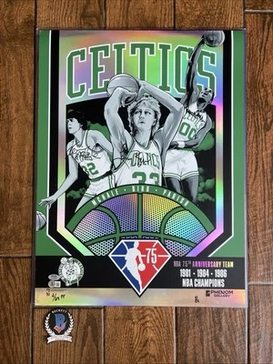 Boston Celtics Firmado 75 Aniversario Años 80 Campeones de la NBA 18x24 Bird McHale Parroquia PSA Foto 1 de 4