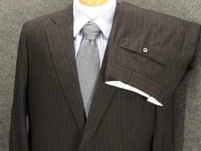 Henry Poole Suit Savile Row 46R Gray Pinstripe Wool 38x28.5 Pants UK Tailored - Image 1 of 4