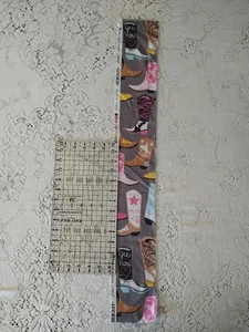 REMNANT 30" x 4" Maude Asbury Luckie Boots Cowgirl Farm Country Cotton Fabric - Picture 1 of 4