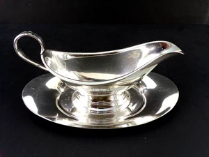 Heavy Gorham STERLING SILVER 925 Handled Sauce or Gravy Boat Attached Drip Plate - Picture 1 of 24
