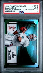 2024 Topps Signature Dan Marino #GA-17 Gridiron Ambassadors Verde/150 Salón de la fama PSA 9 - Imagen 1 de 3