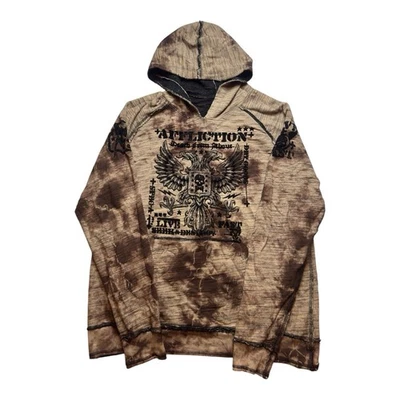 Vintage Y2K Affliction Reversible Pullover Hoodie Jacket XL Grunge Skulls Cross - Image 1 of 4