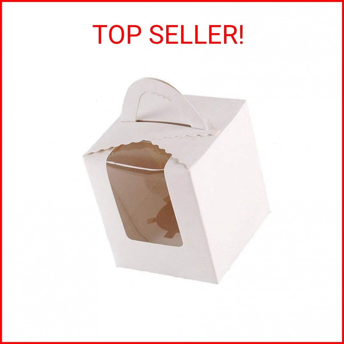 White Cupcake Boxes With Window - 3.5" Party Favor Containers For Weddings & Events (25/50/100 Count) 3 thumbnail image