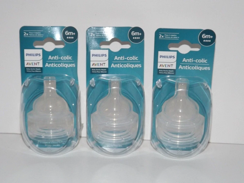 Philips Avent Anti-Colic 2x Flow Nipples - Set of 2 Ct. 6m
