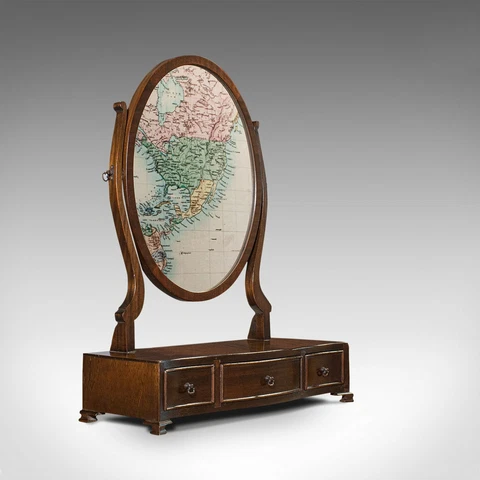 Vintage Toilet Mirror, English, Mahogany, Pedestal, Late 20th Georgian Revival Cover
