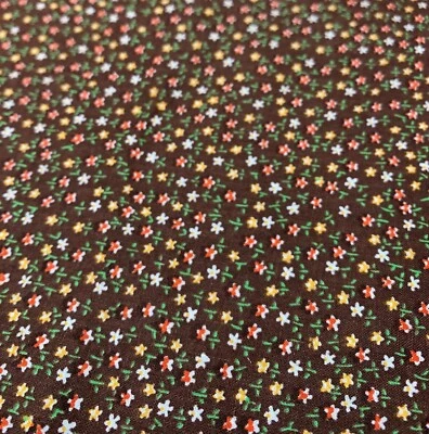 Vintage Concord Fabrics Floral Cotton Fabric 1/4 yard x 44" Brown Multicolor Flo - Image 1 of 4