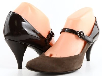 Zapatos de salón de diseñador BELLE SIGERSON MORRISON 4517 gamuza topo charol 7,5 $295 Foto 1 de 4