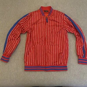 G-Net Windbreaker Jacket Red & White & Blue Striped Lightweight ZipUp Medium - Picture 1 of 5