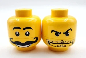Lego Minifig Heads Salt & Pepper Shaker Set Yellow 2" Beard & Moustache Guys EUC - Picture 1 of 4