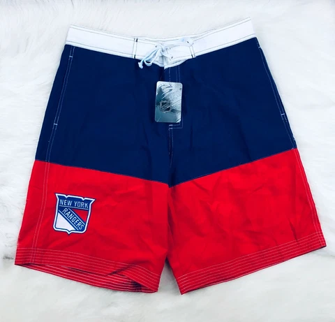 New York Rangers NHL NHL 10" Lace Up Classic Board Shorts Swim Surf Trunks Men S Cover