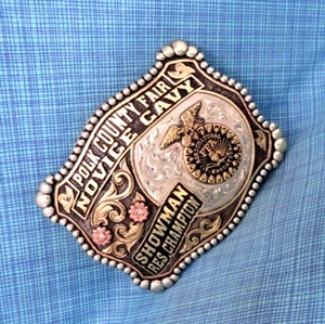 FFA Cavy Novice Res Champion Showman Hebilla de Cinturón Polk County Fair OR .MCS008 - Imagen 1 de 12