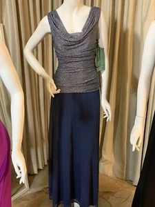 R & M Collection Sleeveless 2 Tone Silver Blue Evening Dress Sz 10 NWT MSRP $120 - Picture 1 of 11