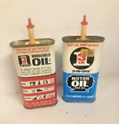 2 Pack- Vintage 3-In-One Household Oil Tin Can 3 Oz Oiler Red Lubricant Look