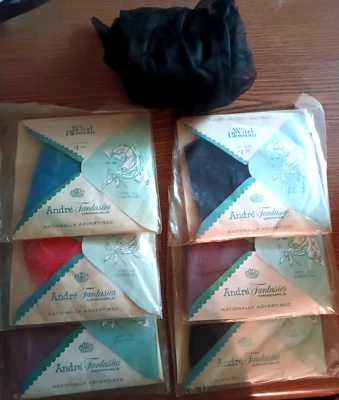 Lote de 7 bufandas impermeables para la cabeza gorros de lluvia Andre Fantasies vintage. Foto 1 de 3