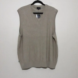 Geoffrey Beene  sweater  knit vest pullover men beige v-neck XL Y2K.Grandpa soft - Picture 1 of 6