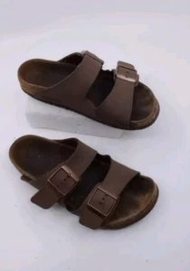 Birkenstock Children's Size 13 Brown Leather Two Strap Sandals 235 - Picture 1 of 5
