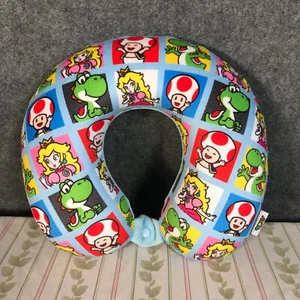 Super Mario Travel Neck Pillow Memory Foam Nintendo Yoshi Toad Princess Peach - Picture 1 of 11