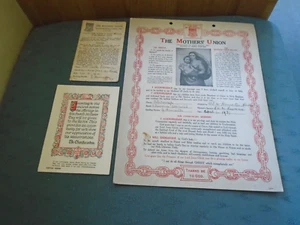 1931 CHURCH OF ENGLAND STANWICK NORTHAMPTON MOTHERS UNION CERTIFICATE + PRAYER - Picture 1 of 6