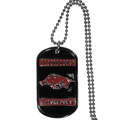 Arkansas Razorbacks Dog Tag Necklace NCAA Fan Neck Ball Chain College Sports Fan Cover