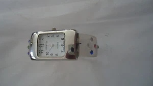 Geneva Clear Acrylic Band w/Rhine Stones Quartz Bangle Cuff Watch-PRE-OWNED - Picture 1 of 5