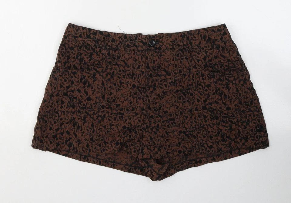 Miss Selfridge Womens Brown Animal Polyester Blend Hot Pants Size 10 L3 i - Image 1 of 4