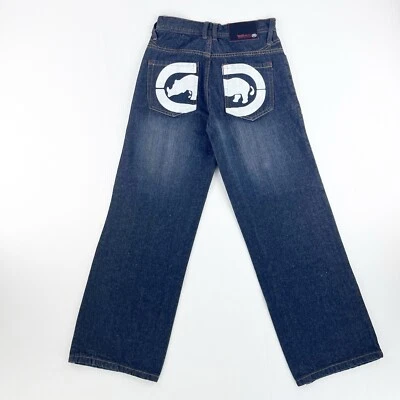 Jeans jeans Ecko Unlimited perna larga ajuste largo azul masculino 18 28 x 29 - Imagem 1 de 4