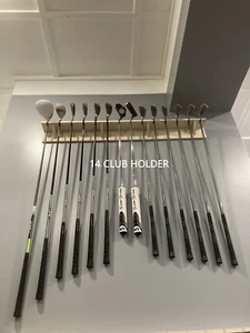 Golf Club Wall Mounted Display Rack Shelf 14 Club Holder Handcrafted Real Wood - Picture 1 of 6
