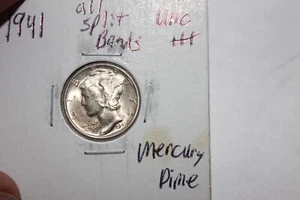 1941-S SPLIT BANDS UNC++ MERCURY DIME - Picture 1 of 2