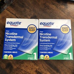 Equate Step 1 Clear Patches 21 mg 2x 7 Ct  Boxes Total of 14 Patches EXP 05/23