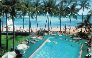 Postal Waikiki Beach Outrigger Hotels Honolulu Hawaii SC13146 sin publicar - Imagen 1 de 2