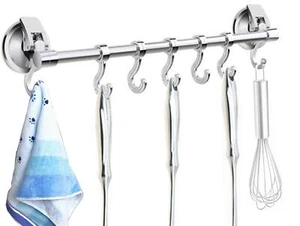 Suction Cup Hook Hanger Holder Rack Rail Towel Bar Organizer For Bathroom Shower - Picture 1 of 7
