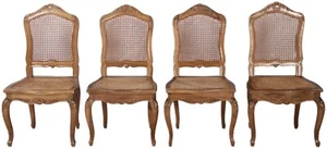4 Antike Barock Rokoko Stil Stühle Schnitzereien Weidengeflächt - Bild 1 von 19