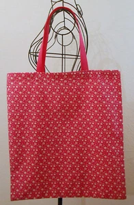 Stoffbeutel-Einkaufstasche "Blütenstreu auf Pink", selbst genähtes Unikat - Bild 1 von 2