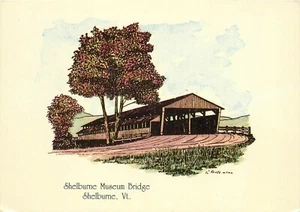 Postal Shelburne Museum Bridge Vermont VT - Imagen 1 de 2