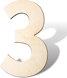 14 Inch Blank Wooden Number, Unfinished Wooden Numbers Signs 3 Large Wooden Numb - Picture 1 of 6