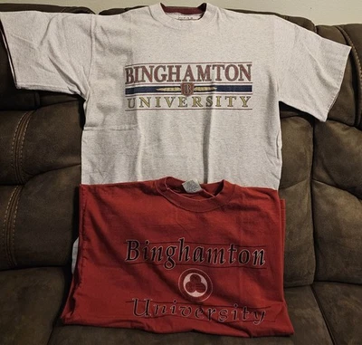 Lote De 2 Camisetas De Colección Binghamton University Spellout Logo XL Equipo Para Deportes  Foto 1 de 4