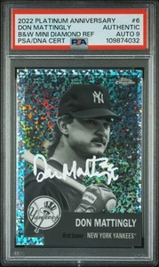 Don Mattingly 2022 Topps Chrome Black White Refractor Signed Card #6 Auto PSA 9 - Picture 1 of 2