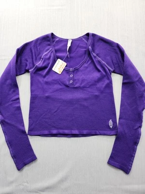 NewFree People FP Movement Bail Out 长袖层上衣紫色 M/L 弹性 $68 — 第 1/4 张图片
