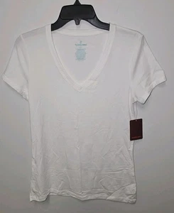 TOMMY JOHN Women's V-Neck Tee in White Size Small NWT - Picture 1 of 6