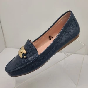 Kate Spade Carmen dunkelblau genarbtes Leder Halbschuhe Autofahrer Mokassin Größe 7,5 M - Bild 1 von 11