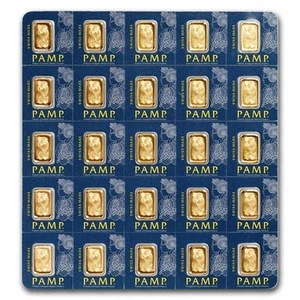 25 1g Gold Bars - Pamp Suisse Multigram - 9999 Fine Veriscan 25x1 Lady Fortuna - Picture 1 of 2