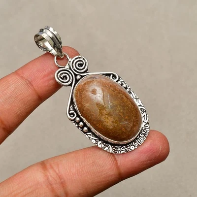 Colgante de joyería hecha a mano de plata de ley 925 con piedras preciosas de bronce de 2,20" Foto 1 de 4