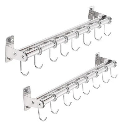 Estante para Ollas - Riel para Colgar Ollas y Sartenes con 8 Ganchos, Barras Dobles, Olla Han... Foto 1 de 4