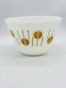Vintage Fire King Fred Press Golden Dots Milk Glass Splash Proof Bowl Atomic MCM - Picture 1 of 12