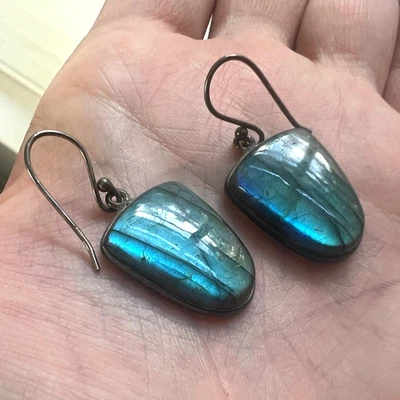 Labradorite Sterling Silver Earrings Artisan Handcrafted Gemstone Jewelry 925 - Image 1 of 4