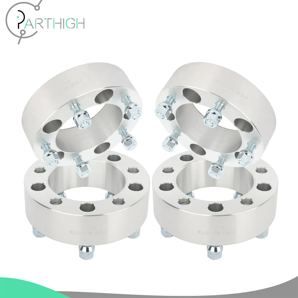 For Ford F-150 Jeep CJ5 CJ6 CJ7 5x5.5 Wheel Spacers (4) 2" Thick 1/2"x20 Studs - Image 1 of 4