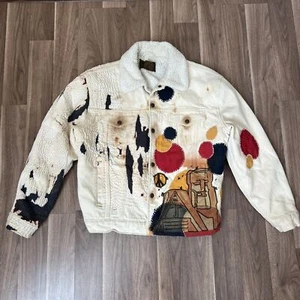 BJ-R Jacket Size Large Denim Altered Hand Embroidered Sashiko, Boro, Patchwork - Picture 1 of 16